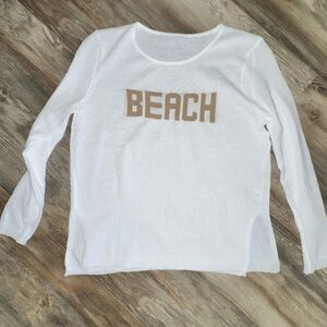 White Long Sleeve Beach Sweater